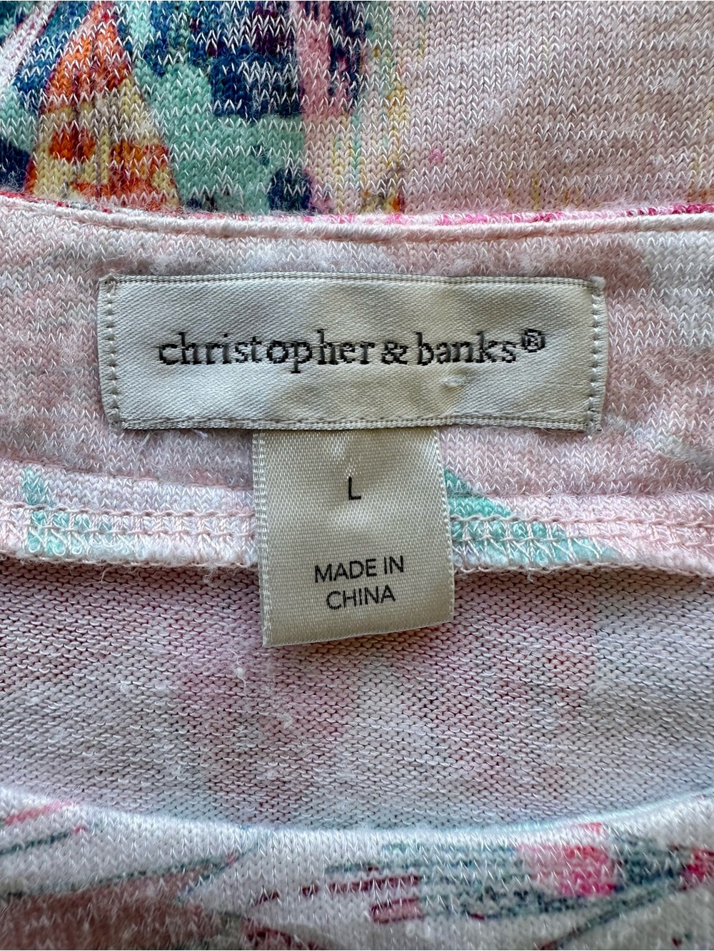 Christopher & Banks pink floral print tunic top - Picture 7 of 8